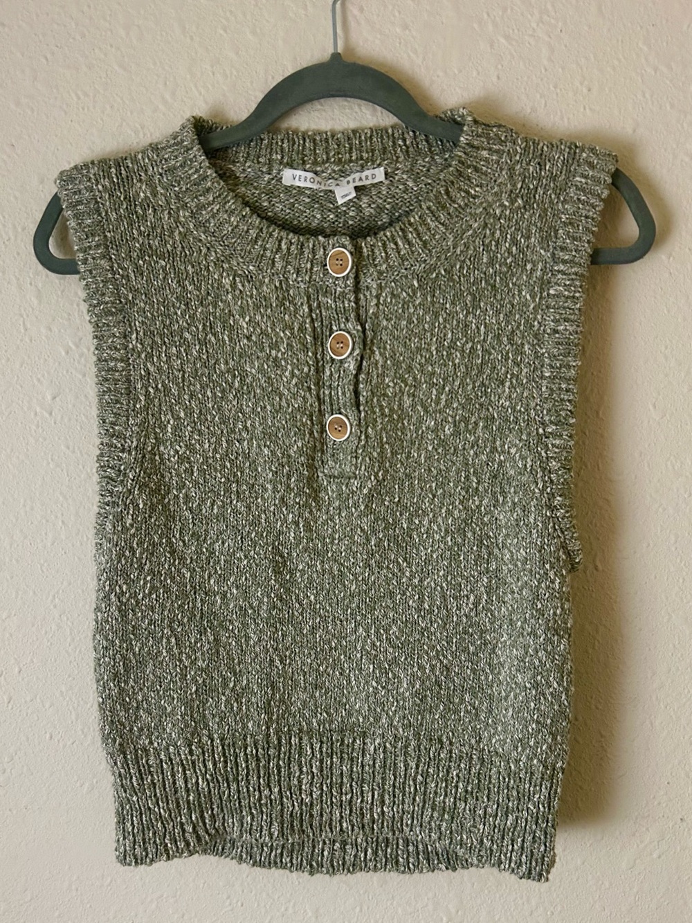 Veronica Beard Olive Green Marled Knit Cardigan